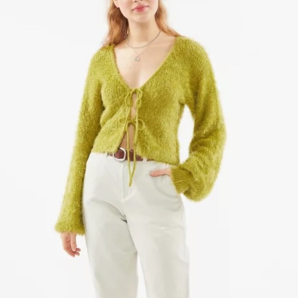 J.O.A. Fuzzy Tie-Front Cardigan size S - Picture 2 of 5